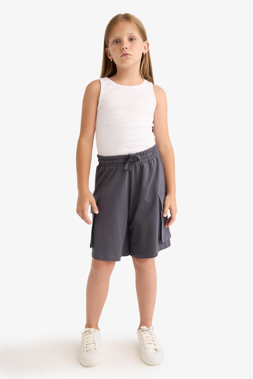 Girls & Teens Anthracite Girl Cargo Fit Sweatshirt Fabric Shorts