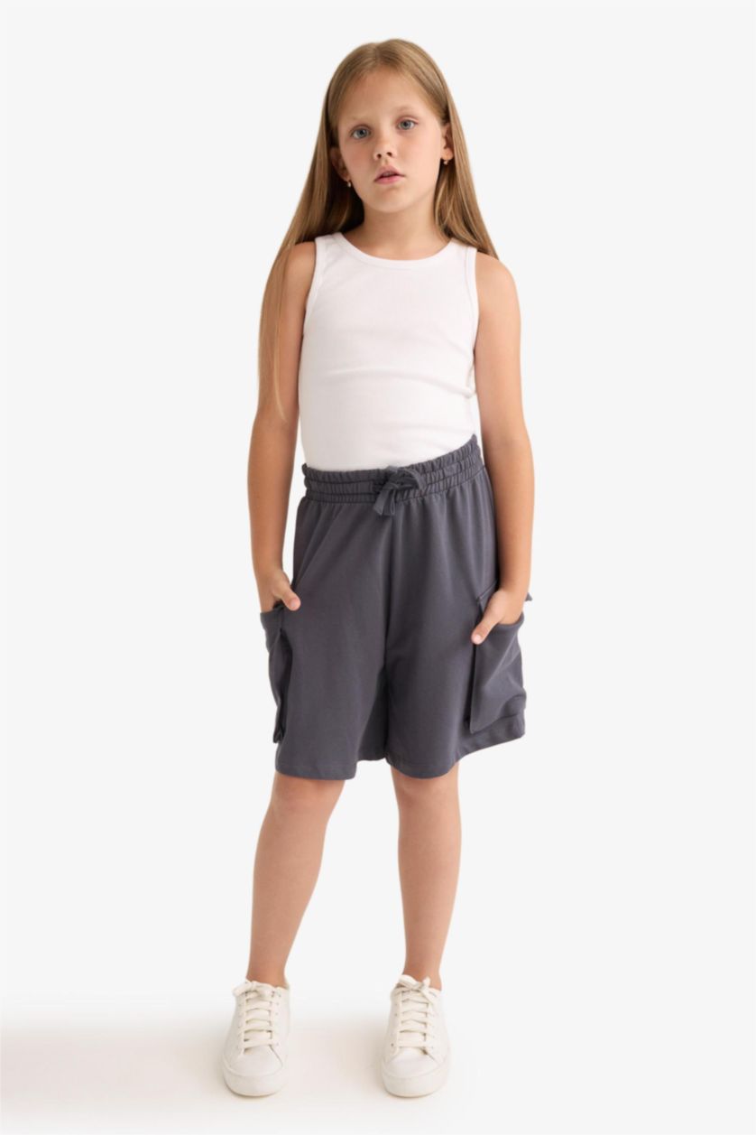 Girls & Teens Anthracite Girl Cargo Fit Sweatshirt Fabric Shorts