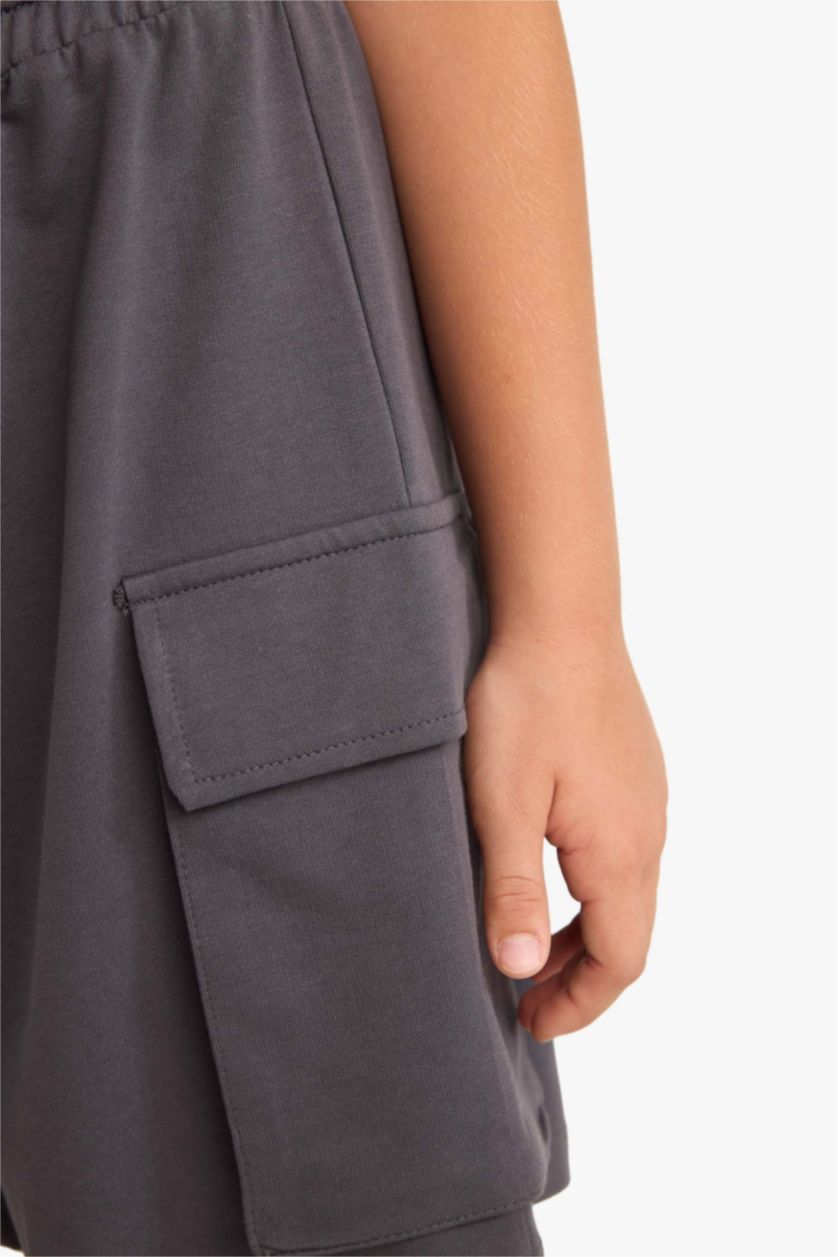 Girls & Teens Anthracite Girl Cargo Fit Sweatshirt Fabric Shorts