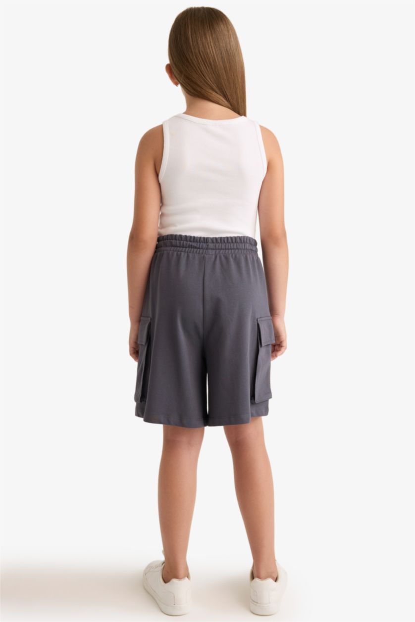 Girls & Teens Anthracite Girl Cargo Fit Sweatshirt Fabric Shorts