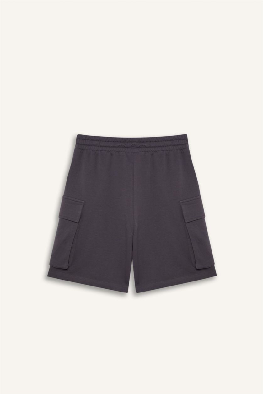 Girls & Teens Anthracite Girl Cargo Fit Sweatshirt Fabric Shorts