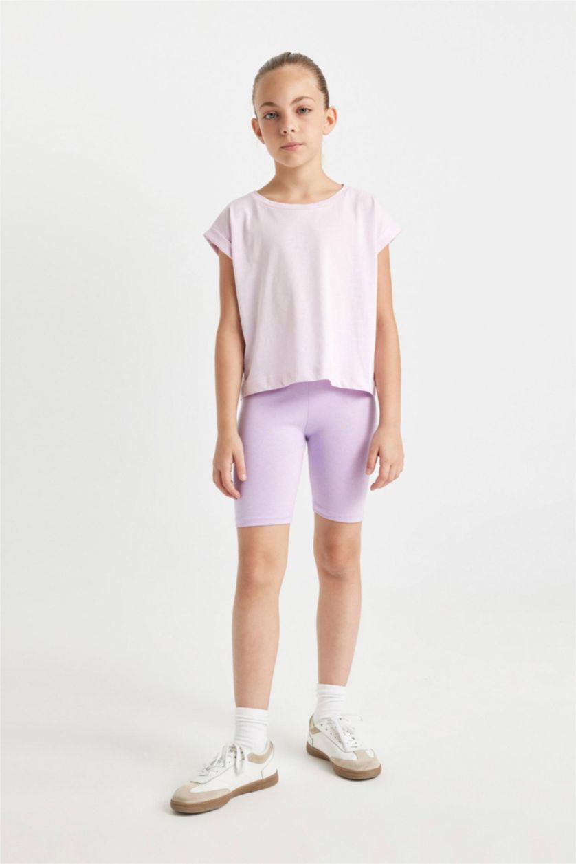 Girls & Teens Lilac Girl Biker Biker Leggings