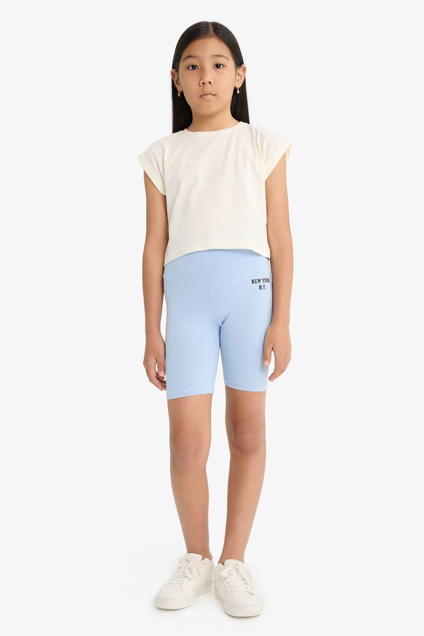 Girls & Teens Light Blue Girl Printed Biker Leggings