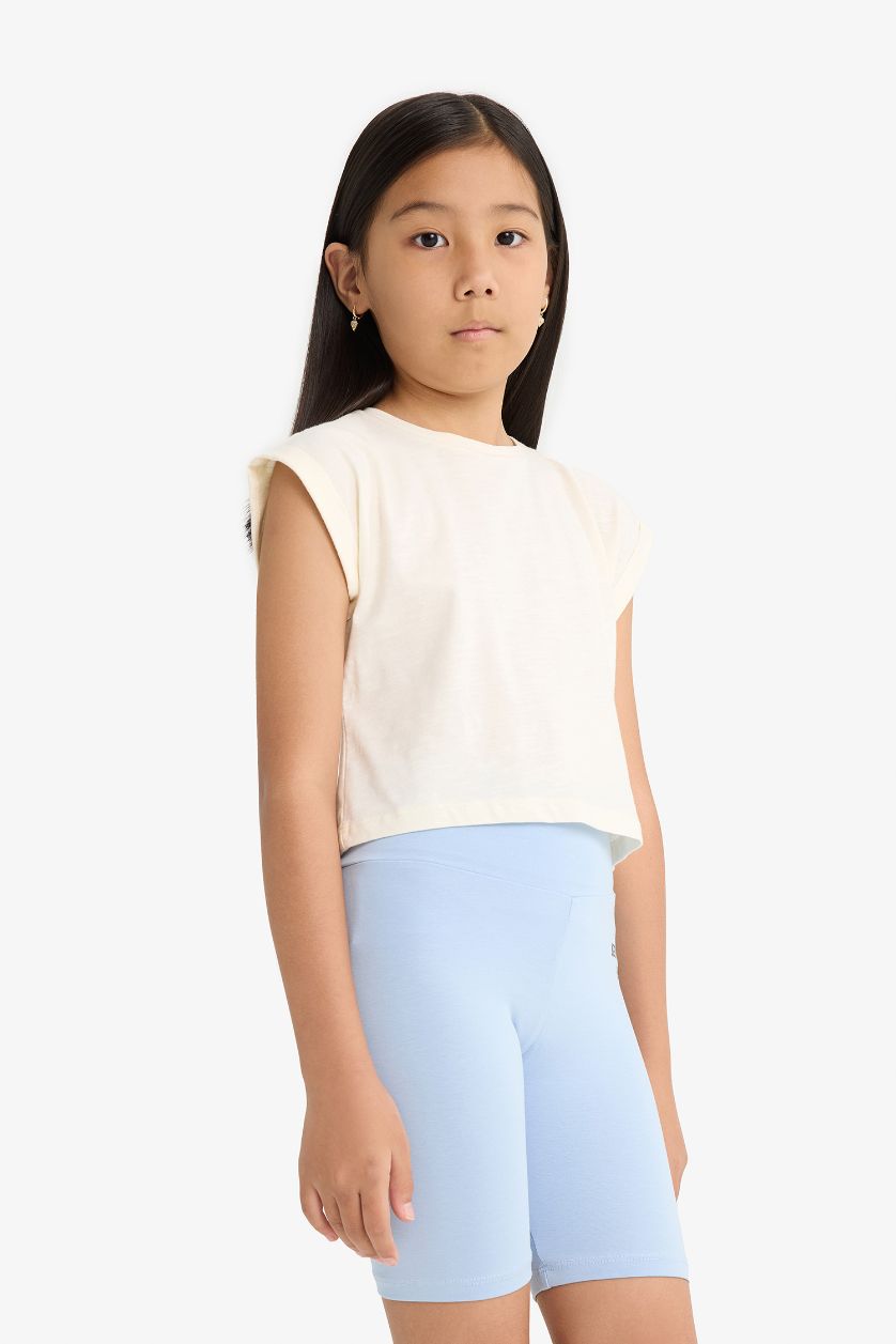 Girls & Teens Light Blue Girl Printed Biker Leggings