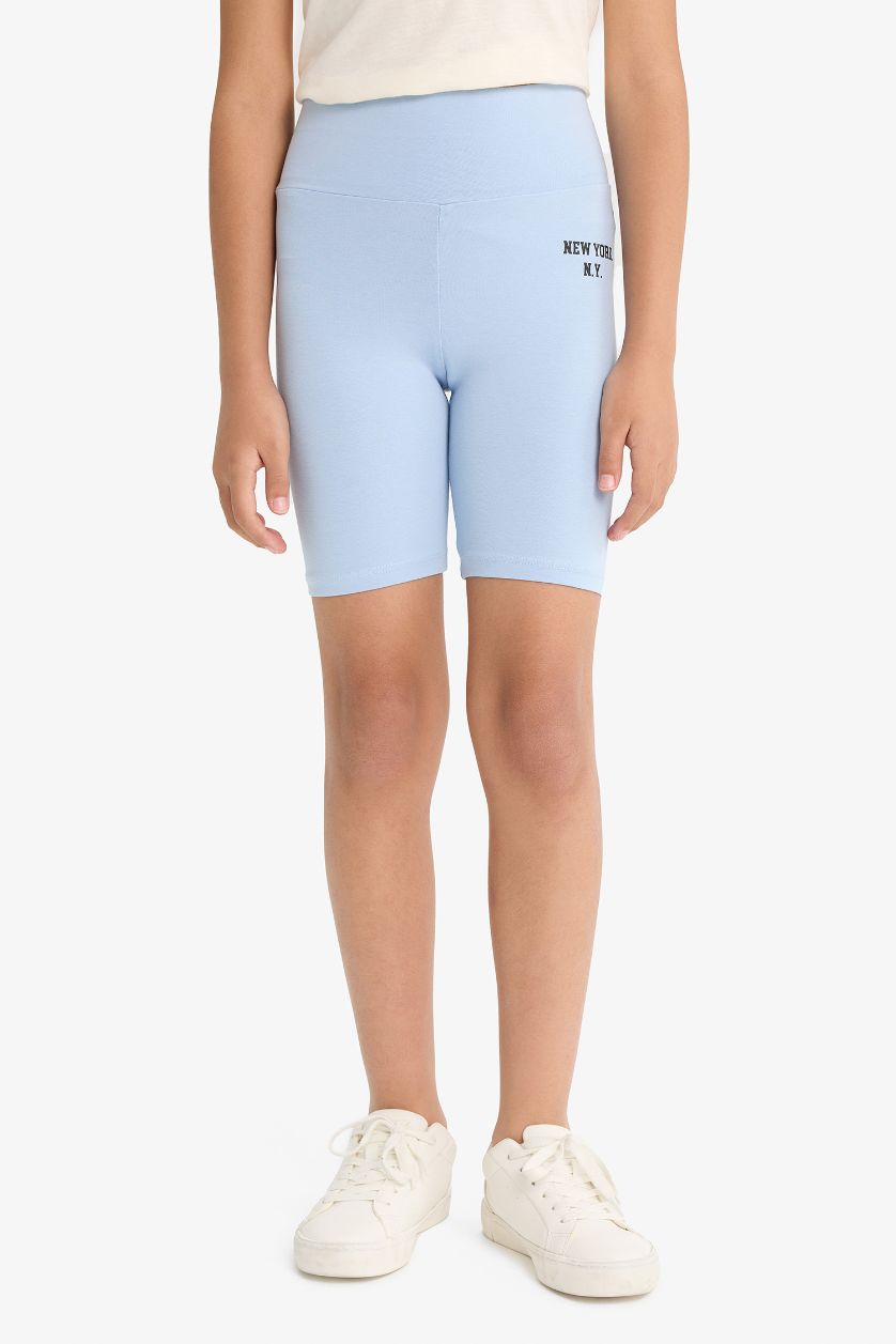 Girls & Teens Light Blue Girl Printed Biker Leggings