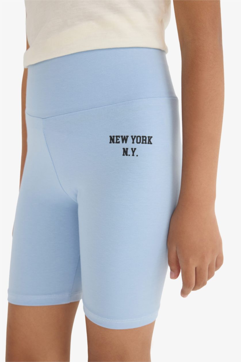 Girls & Teens Light Blue Girl Printed Biker Leggings