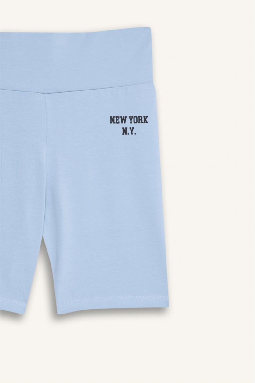 Girls & Teens Light Blue Girl Printed Biker Leggings