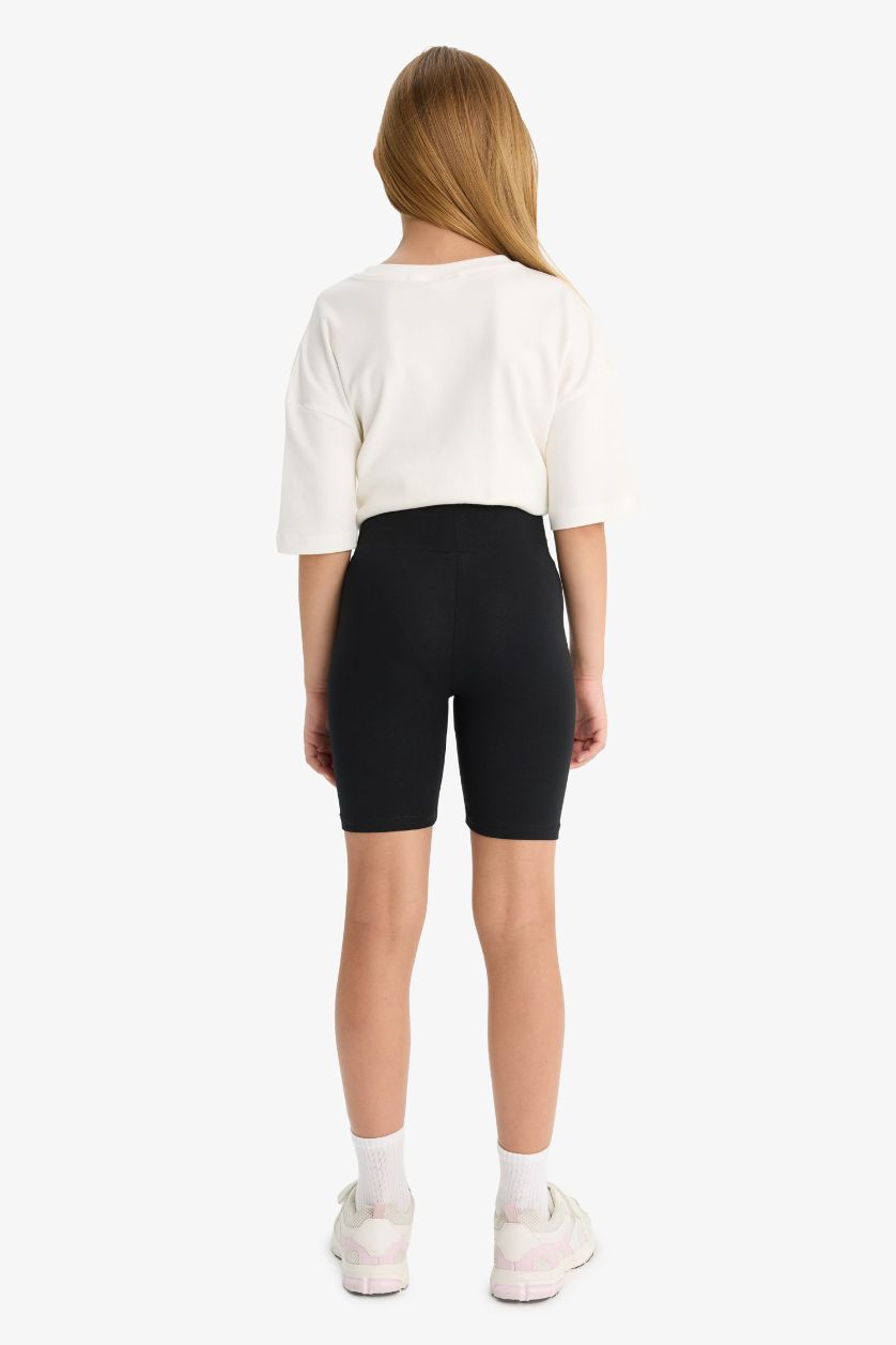 Kız Çocuk - Genç Kız Siyah Baskılı Biker Tayt Kız Çocuk