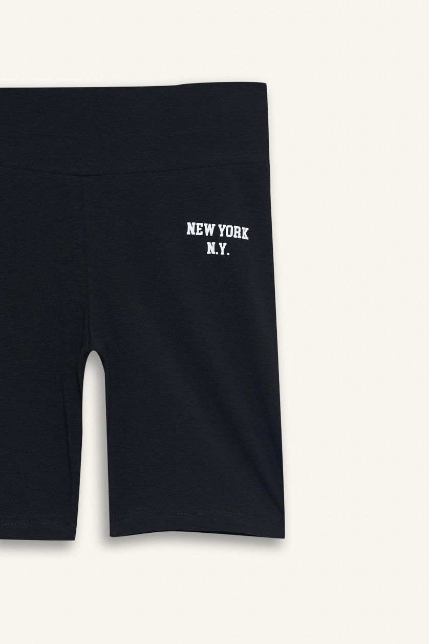 Kız Çocuk - Genç Kız Siyah Baskılı Biker Tayt Kız Çocuk