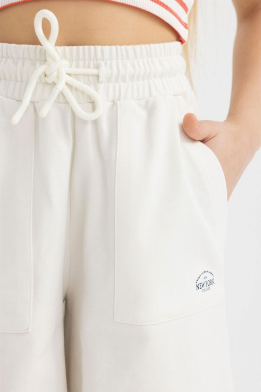 Girls & Teens Ecru Girl Sweatshirt Fabric Shorts