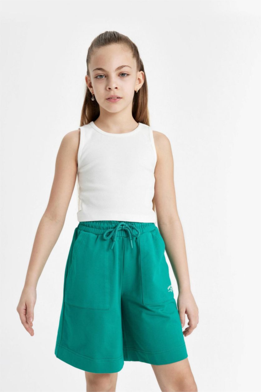 GIRLS & TEENS Green Girl Sweatshirt Fabric Shorts