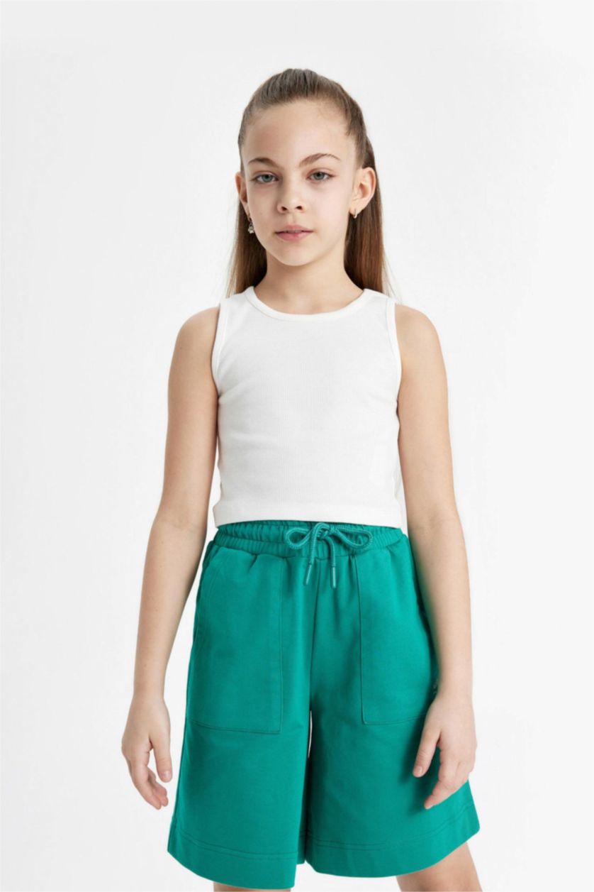 GIRLS & TEENS Green Girl Sweatshirt Fabric Shorts