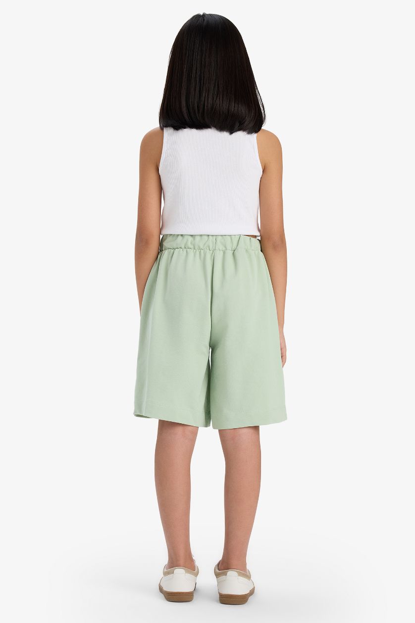 Kız Çocuk - Genç Kız Mint Beli Lastikli Basic Düz Şort Kız Çocuk