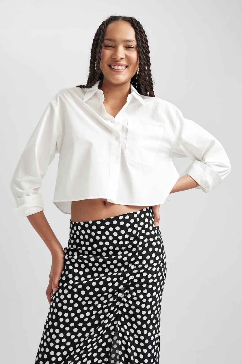 Women White Oversize Fit Poplin Long Sleeve Shirt