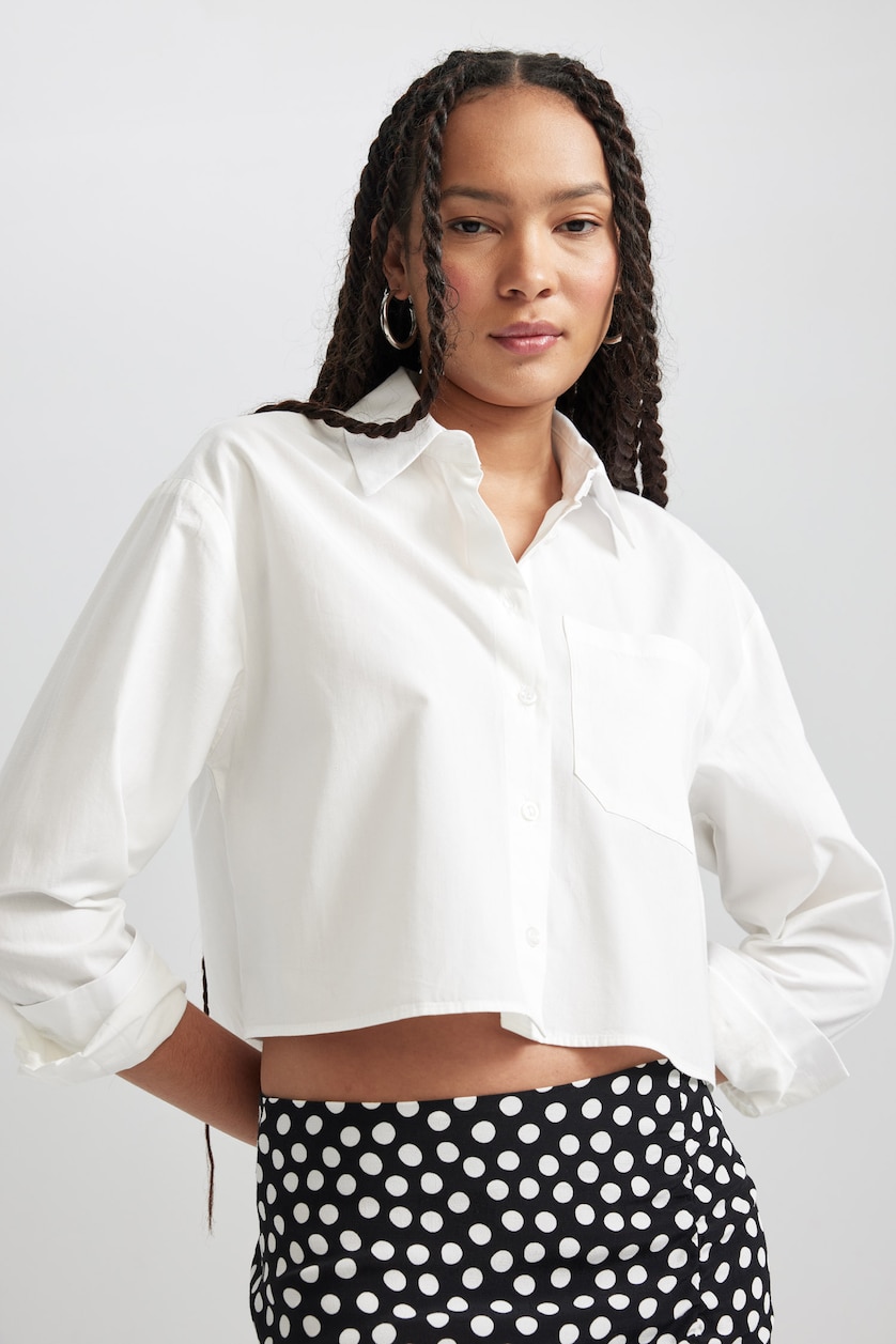 Women White Oversize Fit Poplin Long Sleeve Shirt