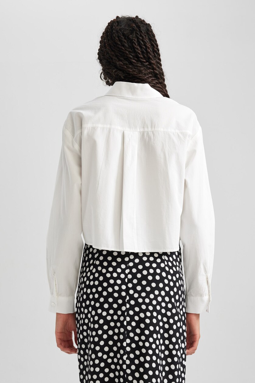 Women White Oversize Fit Poplin Long Sleeve Shirt