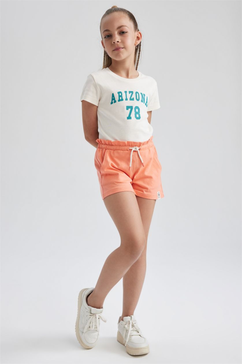 GIRLS & TEENS Salmon Paperbag Fit Shorts