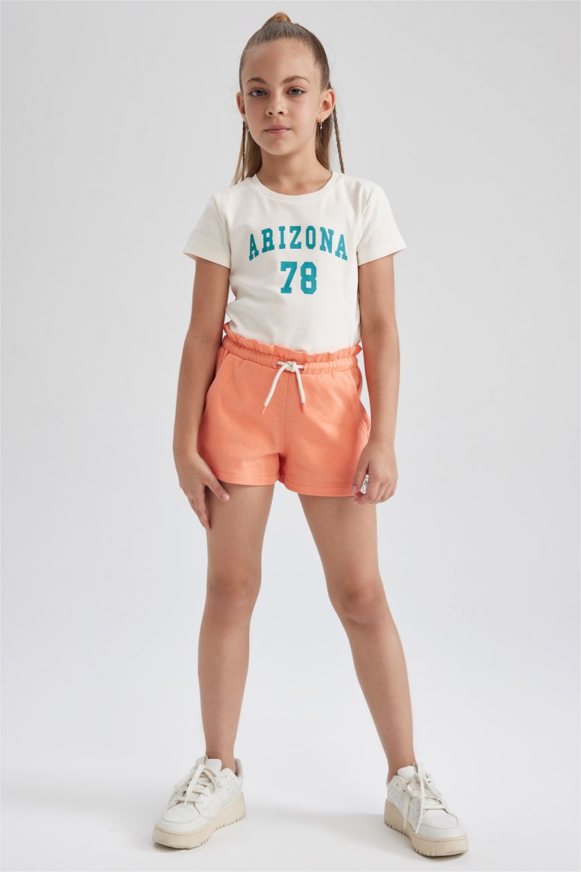 GIRLS & TEENS Salmon Paperbag Fit Shorts