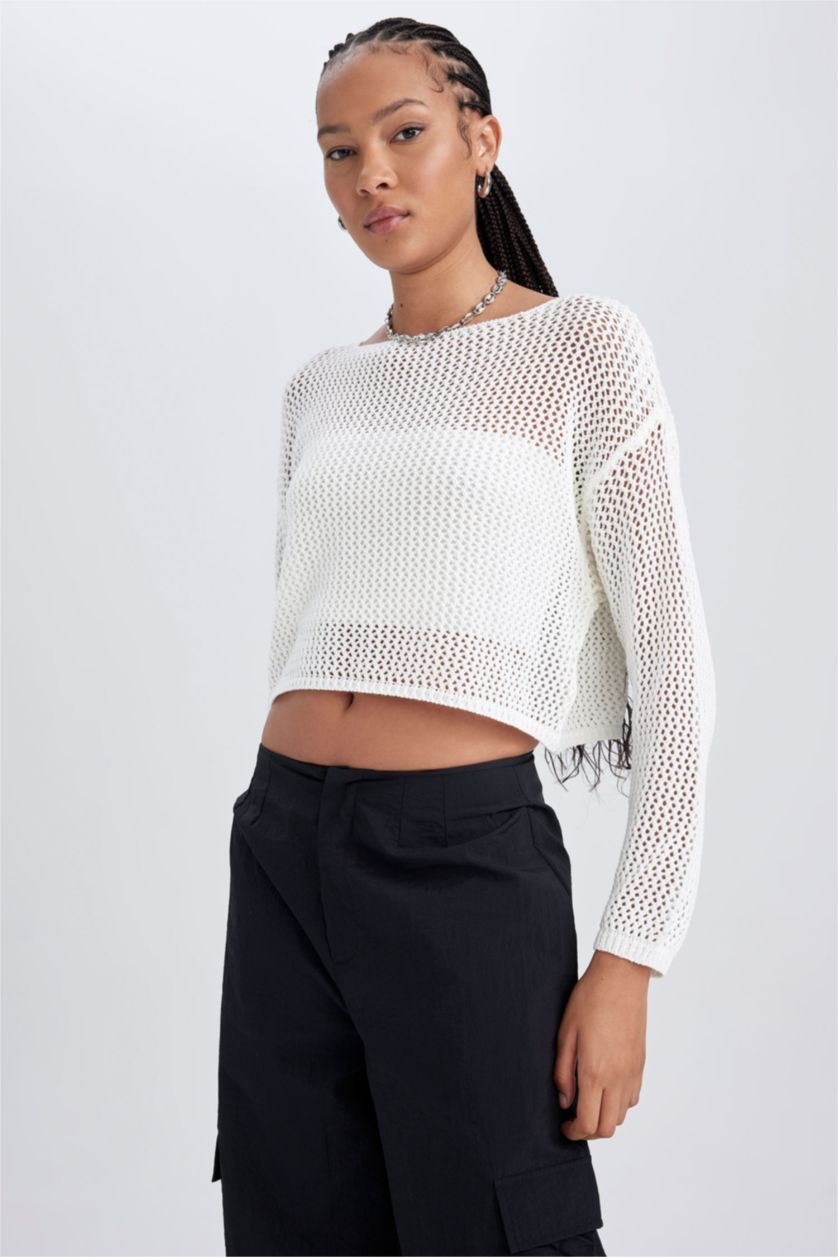 Женская Бежевый Свитер стандартного кроя