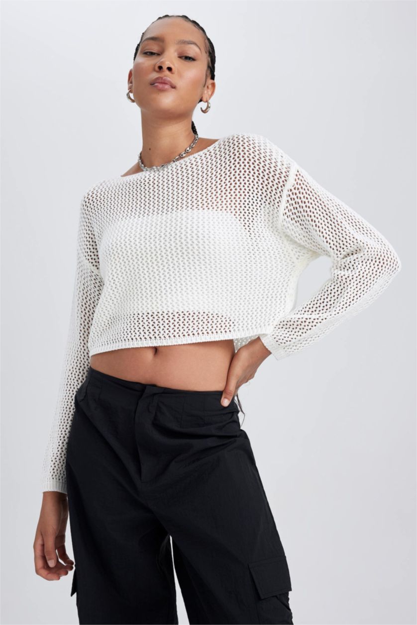 Женская Бежевый Свитер стандартного кроя