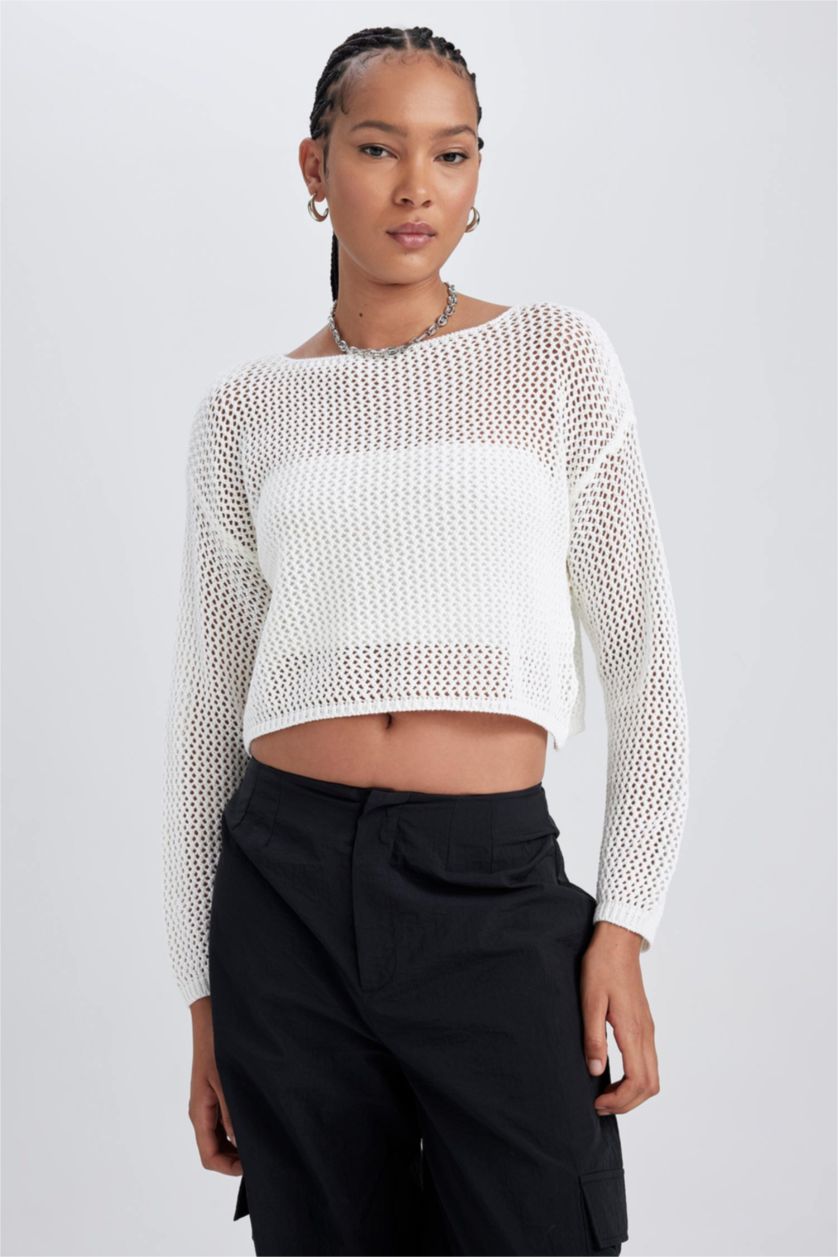 Женская Бежевый Свитер стандартного кроя