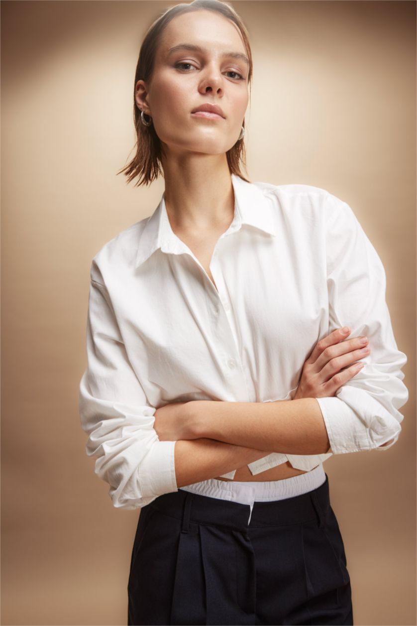 Женская Кремовый Рубашка стандартного кроя из 100% хлопка, Coool