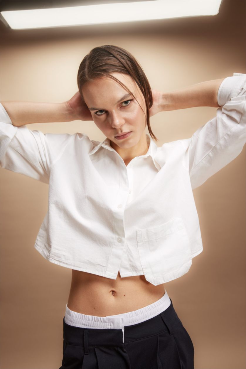 Женская Кремовый Рубашка стандартного кроя из 100% хлопка, Coool