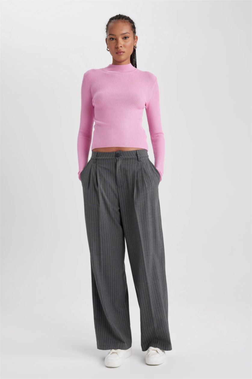 FEMME Anthracite Foncé Pantalon Longueur standard Jambes larges Étape