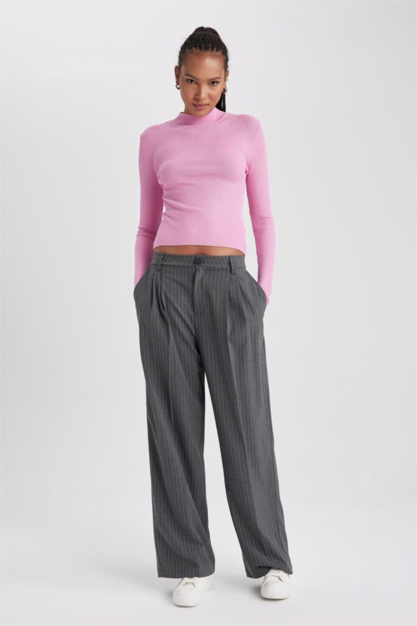 FEMME Anthracite Foncé Pantalon Longueur standard Jambes larges Étape