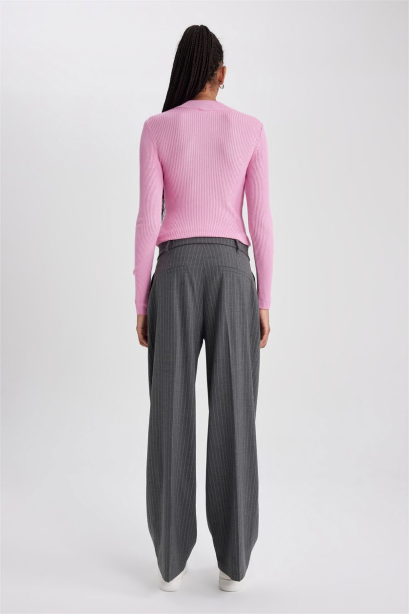 FEMME Anthracite Foncé Pantalon Longueur standard Jambes larges Étape