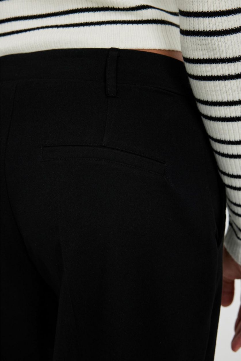 حريمي أسود بنطلون وايد ليج بثلاثة جيوب