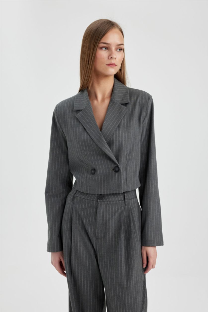 WOMAN Dark Anthracite Crop Blazer