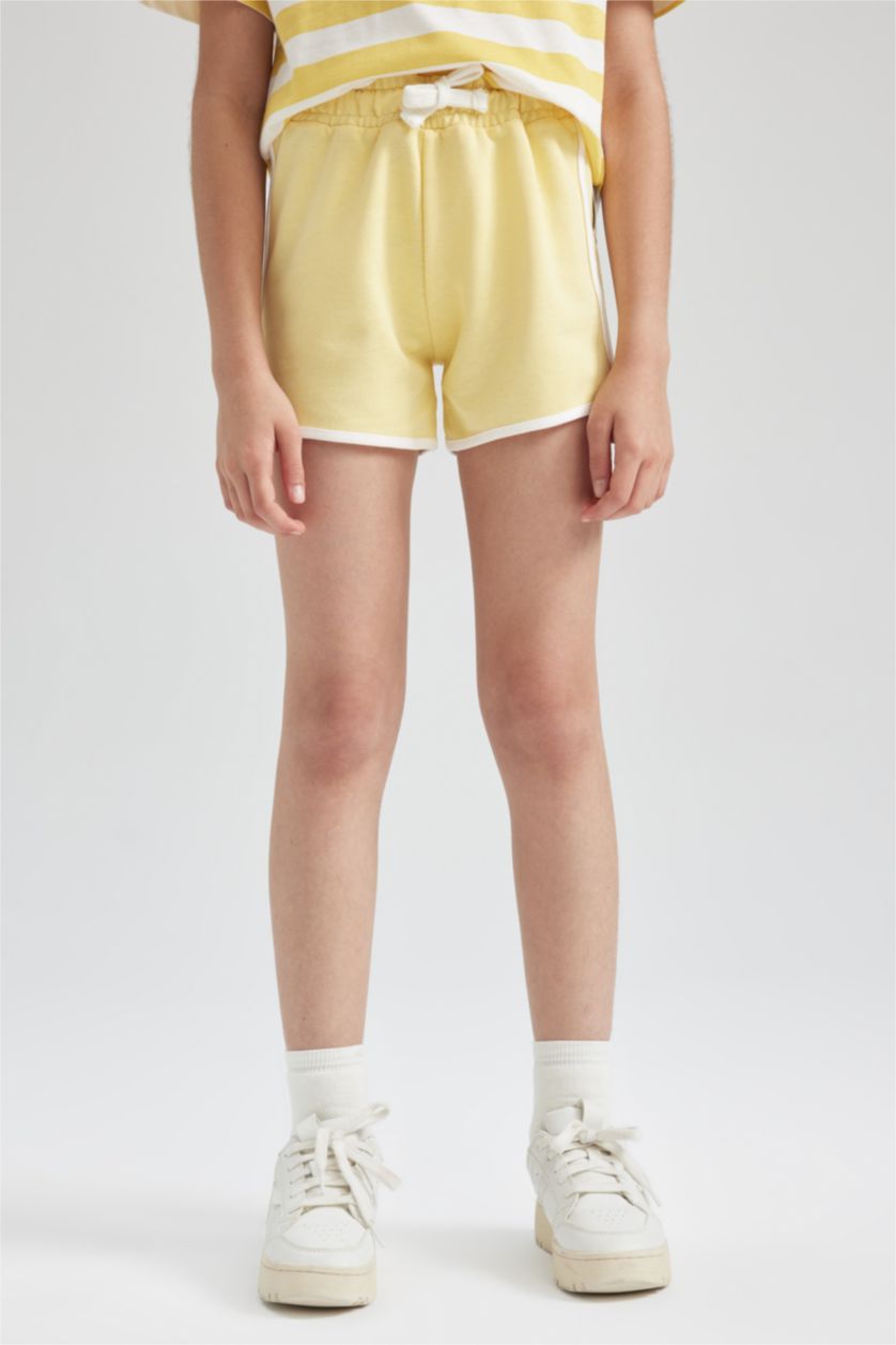 Young Girls - Teen Girls Yellow Girl Regular Fit Sweatshirt Fabric Shorts