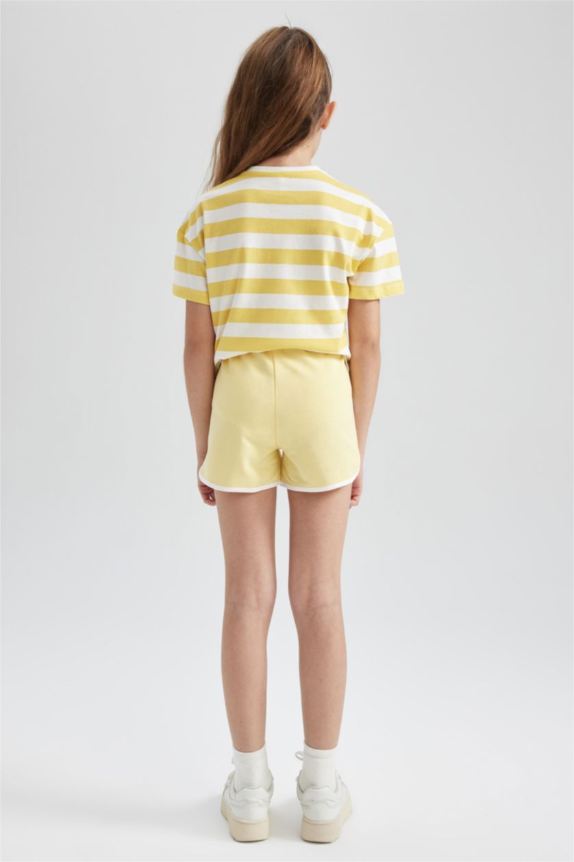 Young Girls - Teen Girls Yellow Girl Regular Fit Sweatshirt Fabric Shorts