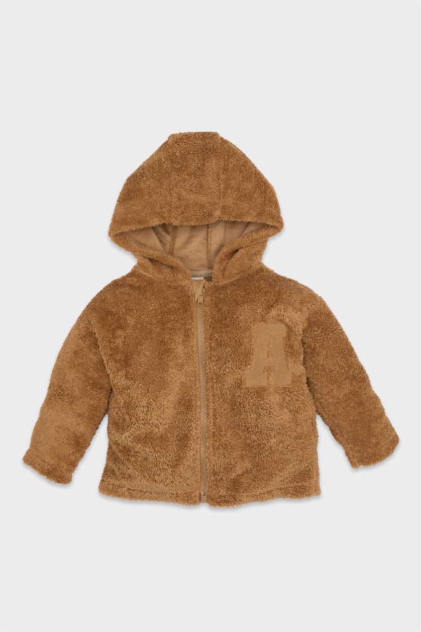 BÉBÉ GARÇON Marron Cardigan à Capuche Coupe Régulière Col Rond Pour Bébé Garçon