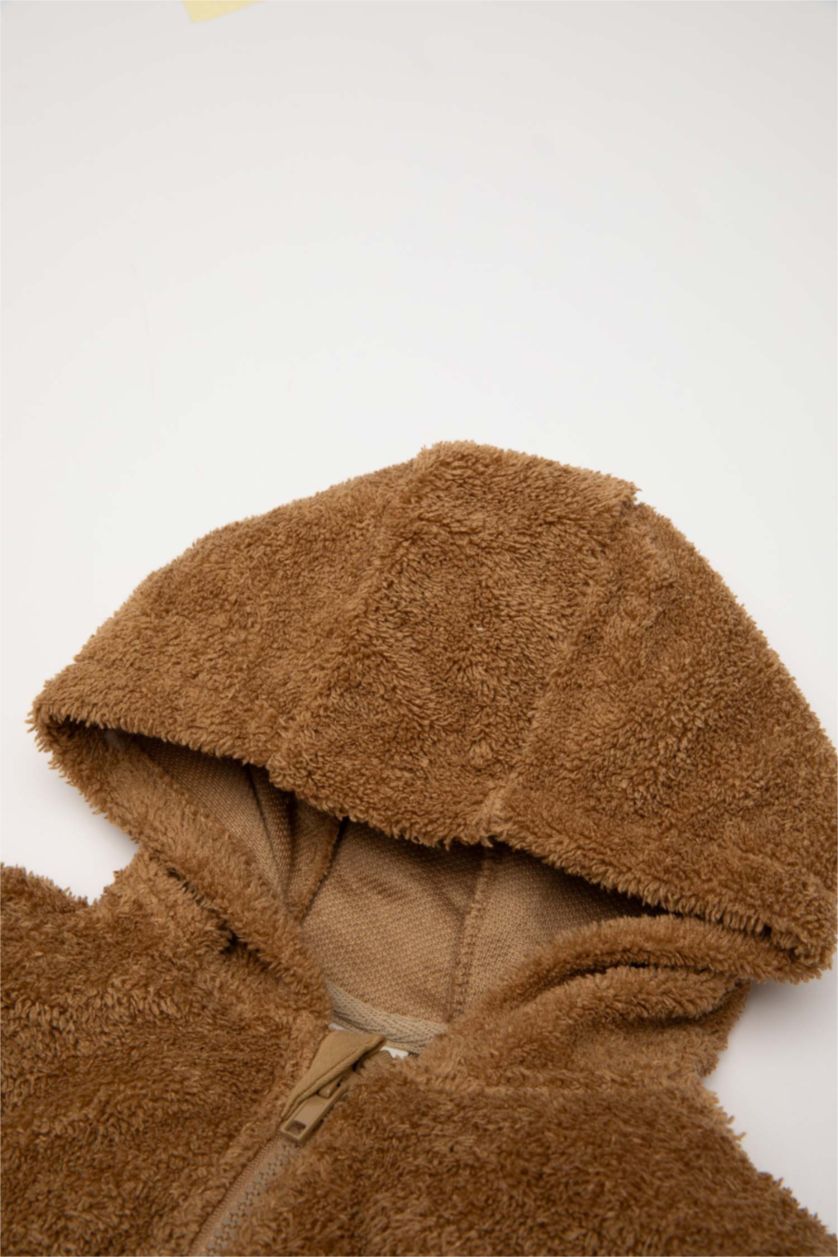 BÉBÉ GARÇON Marron Cardigan à Capuche Coupe Régulière Col Rond Pour Bébé Garçon