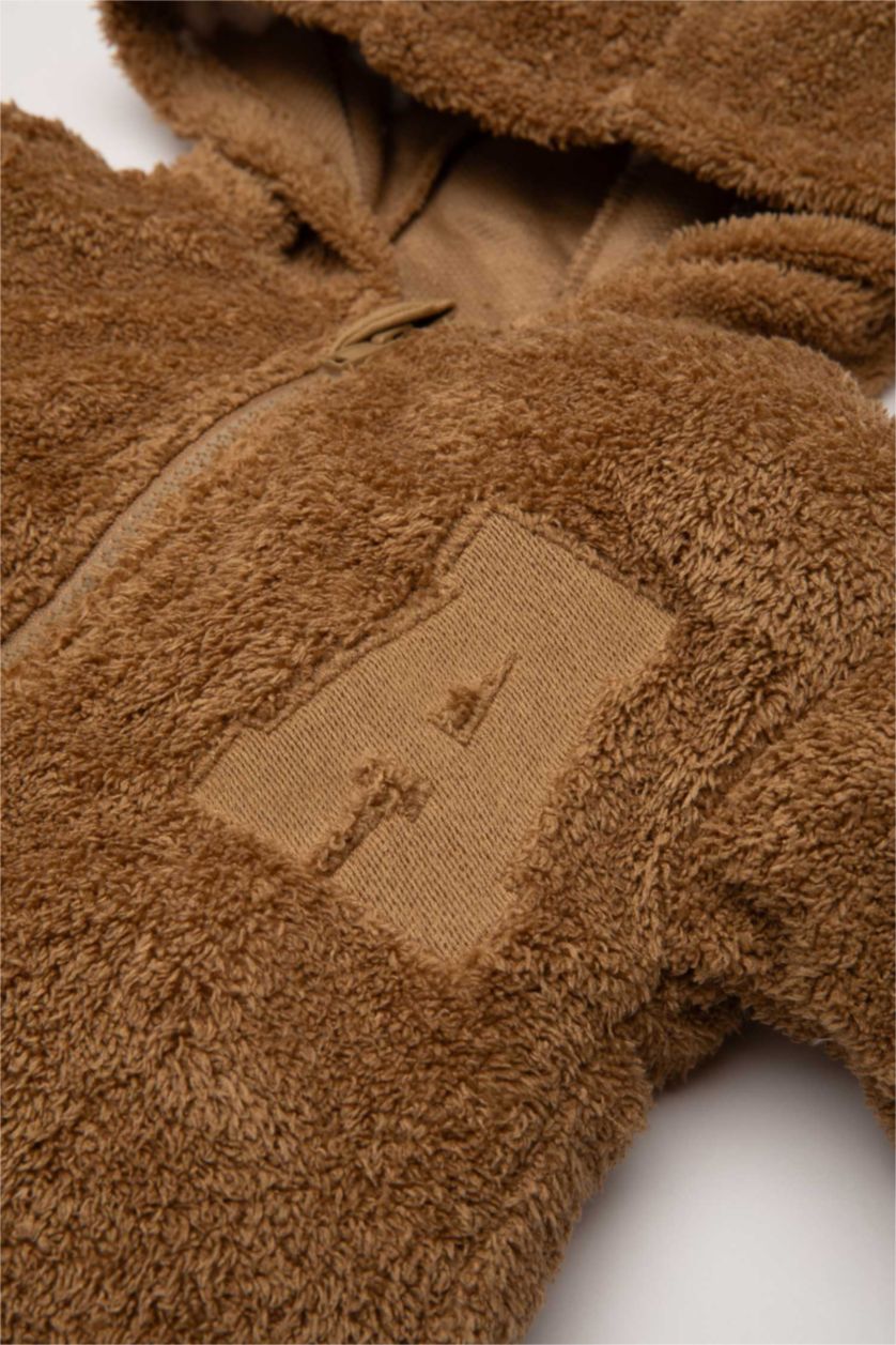 BÉBÉ GARÇON Marron Cardigan à Capuche Coupe Régulière Col Rond Pour Bébé Garçon