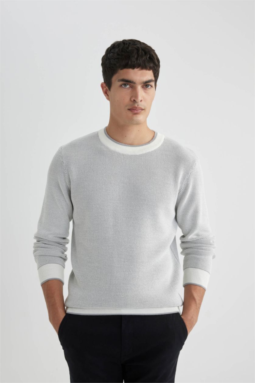 MAN Ecru Standard Fit Crew Neck Knitted Pullover