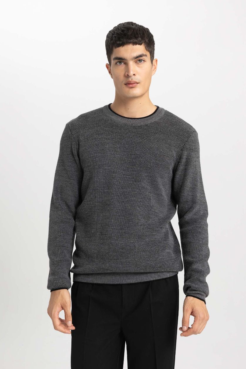 MAN Grey Standard Fit Crew Neck Pullover