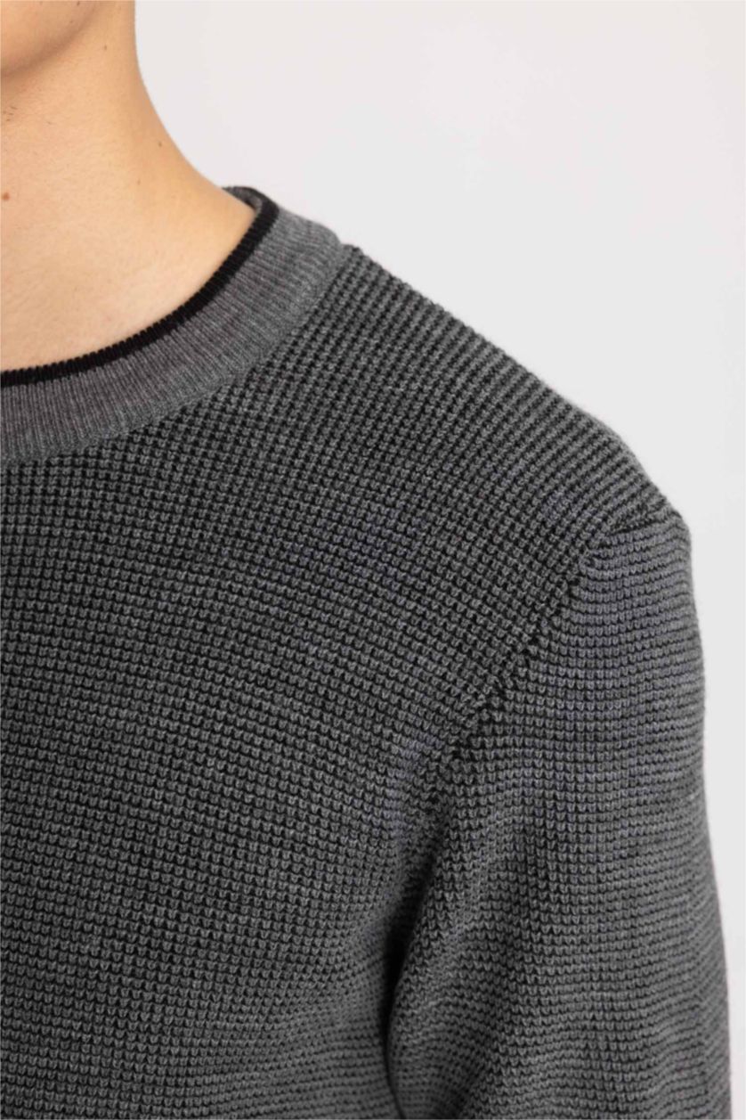 MAN Grey Standard Fit Crew Neck Pullover