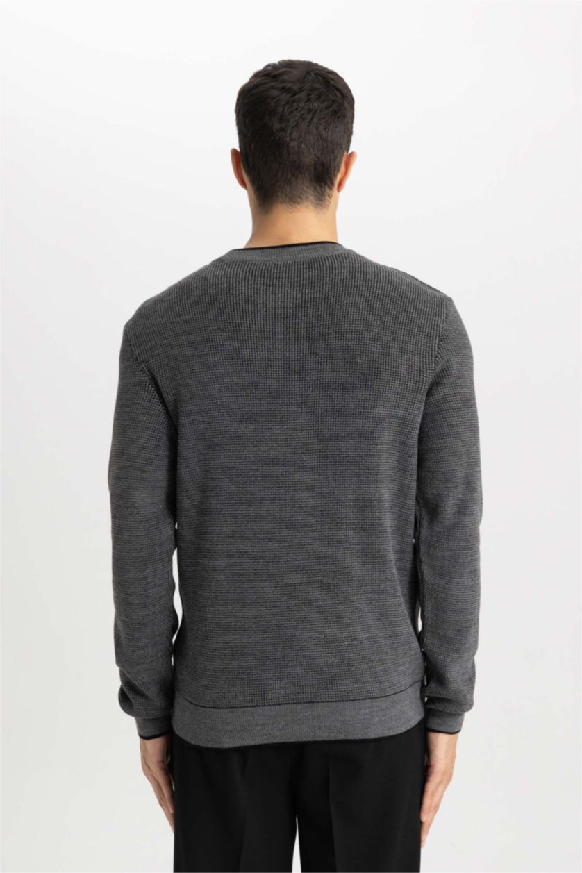 MAN Grey Standard Fit Crew Neck Pullover