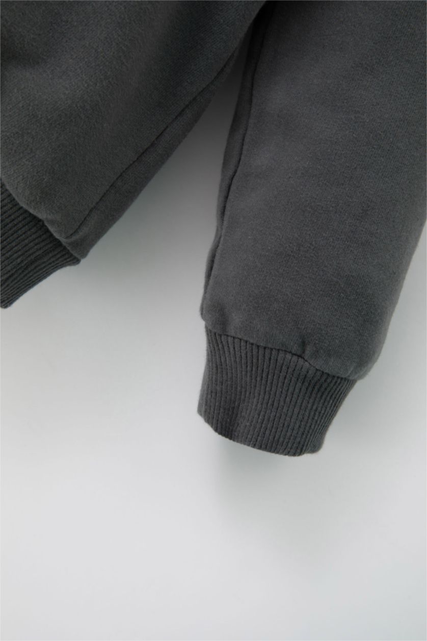 BABY BOY Beige طقم قماش رقيق قصة عادية