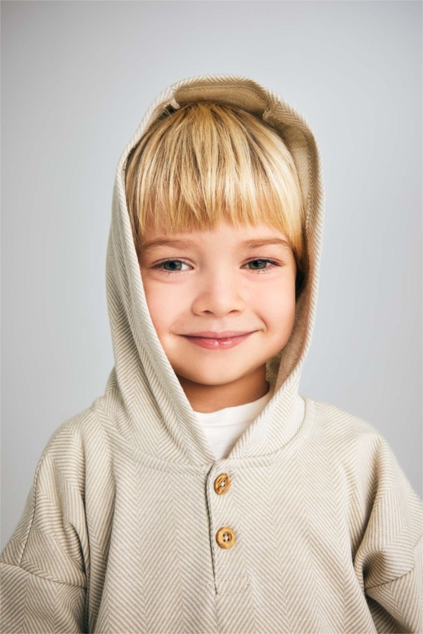 BABY BOY Beige Regular Fit Hooded Sweatshirt