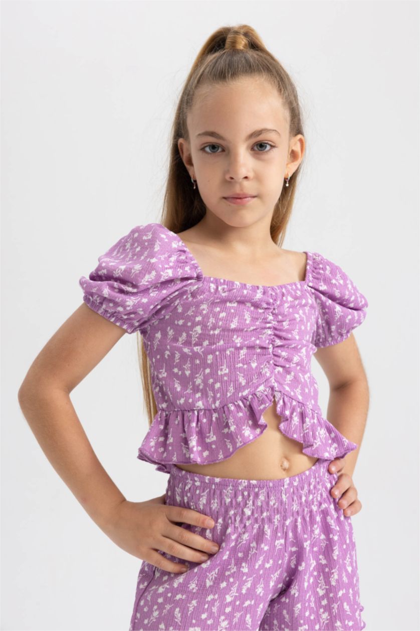 بناتي أرجواني كروب توب بناتي نص كم