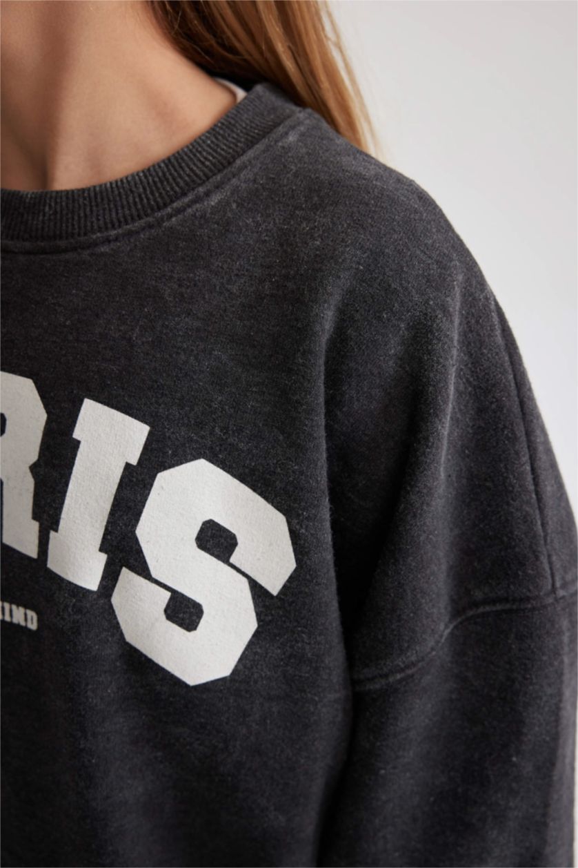 Girls & Teens Anthracite Oversize Fit Crew Neck Sweatshirt