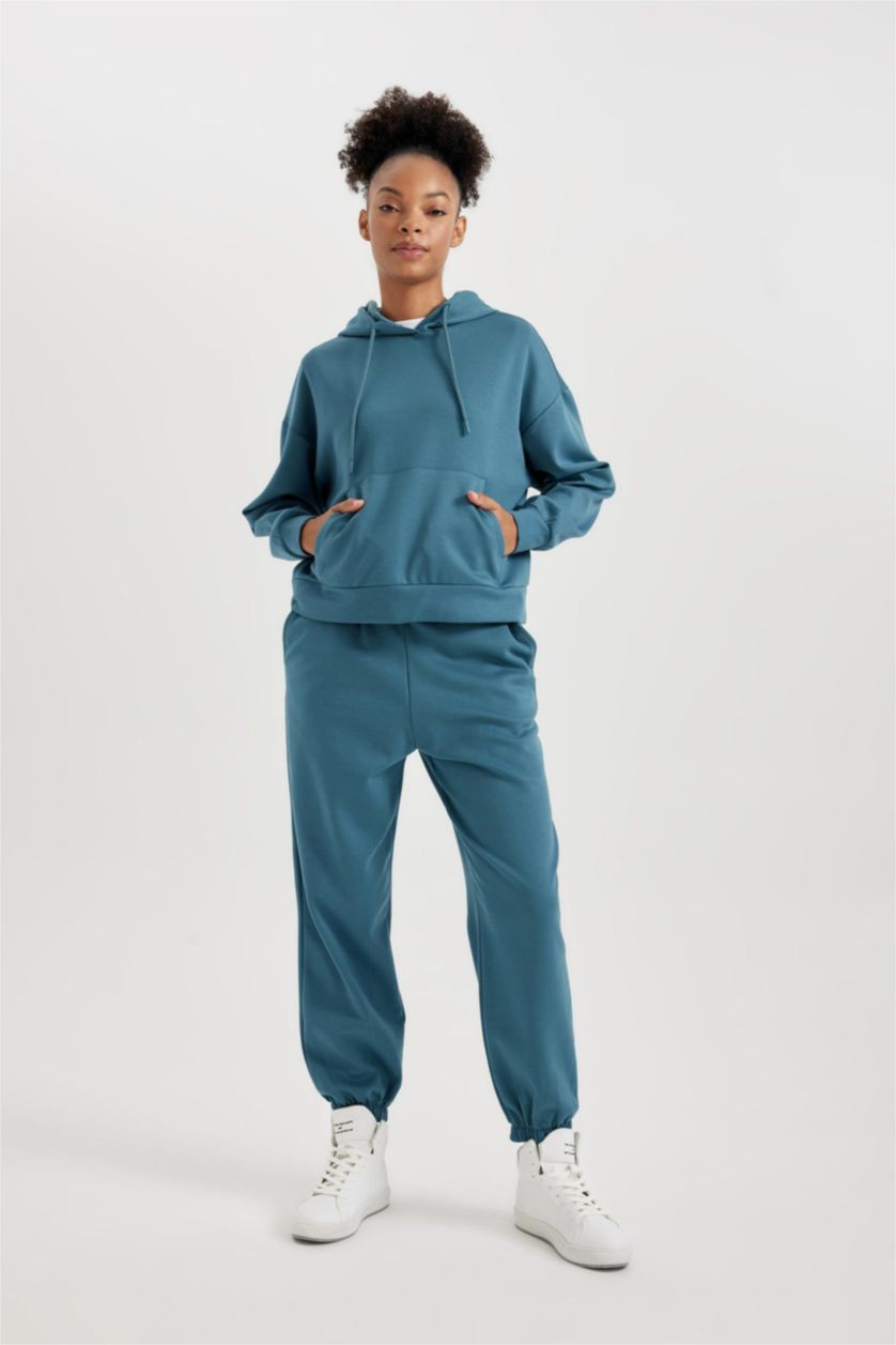 نساء نيلي فاتح بنطلون بجامة رياضي اوفر سايز بجيب من DeFactoFit