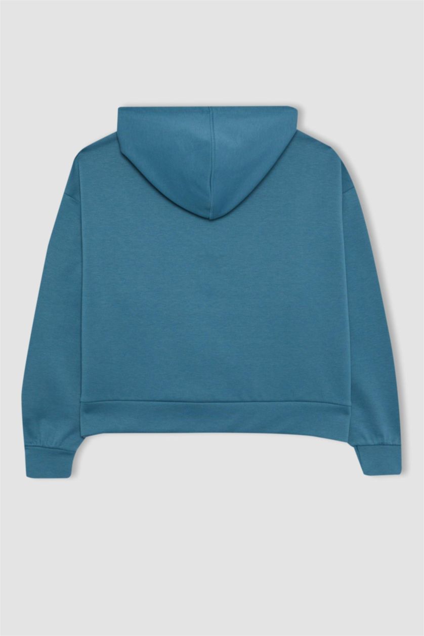 حريمي نيلي فاتح سويت شيرت رياضي بكابيشون بجيب