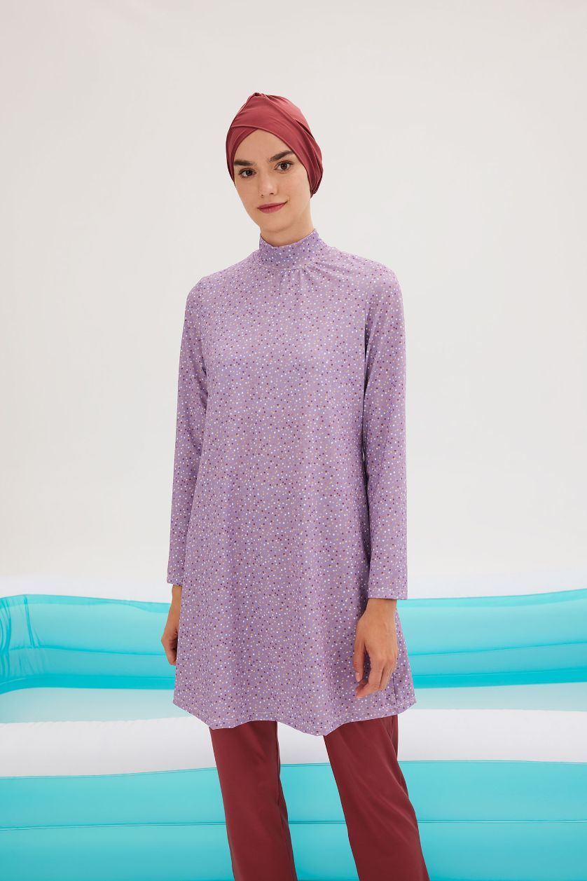 حريمي بنفسجي فاتح بوركيني بقصة عادية بنفسجي فاتح - 3 قطع