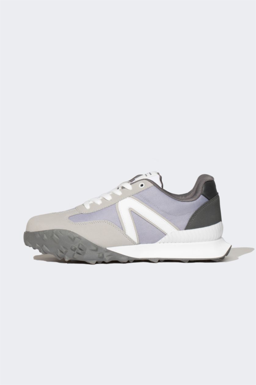 MAN Grey Man Faux Leather Serrated Sole Sneaker