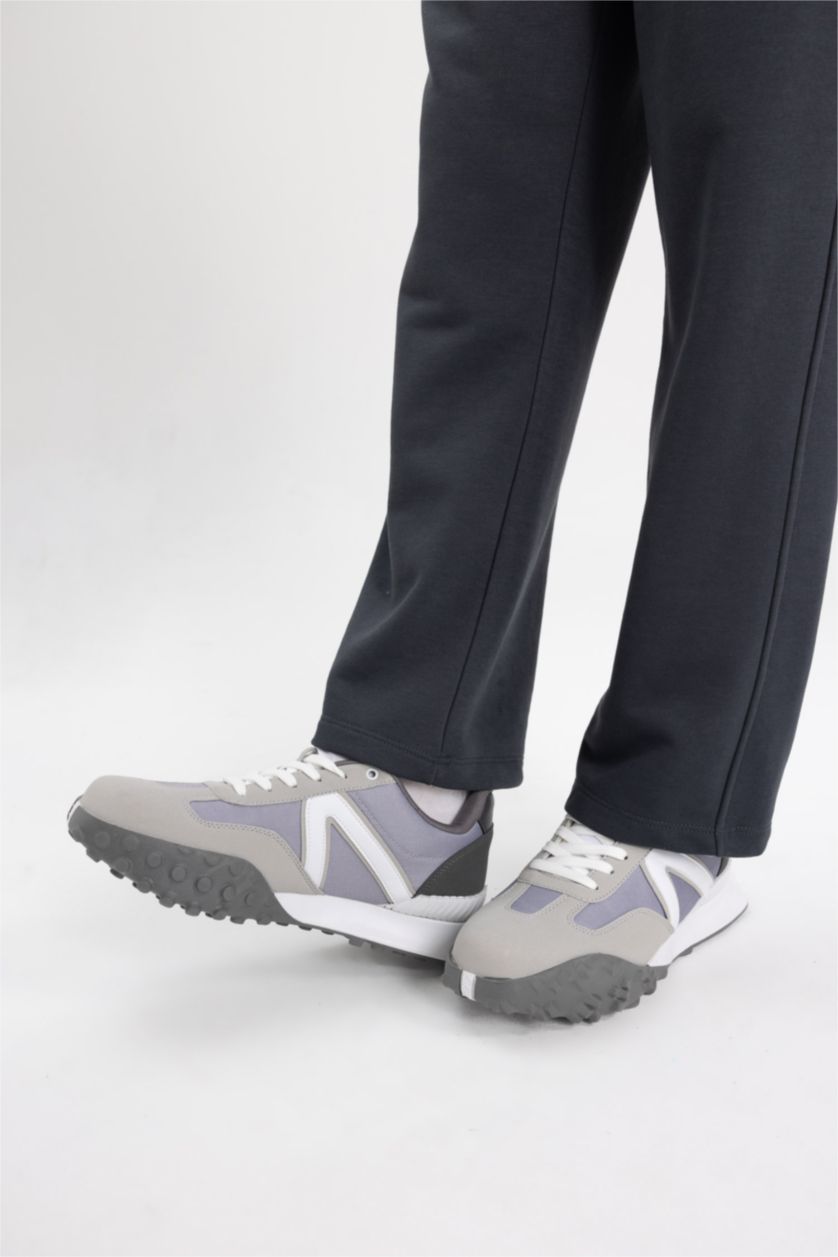 MAN Grey Man Faux Leather Serrated Sole Sneaker